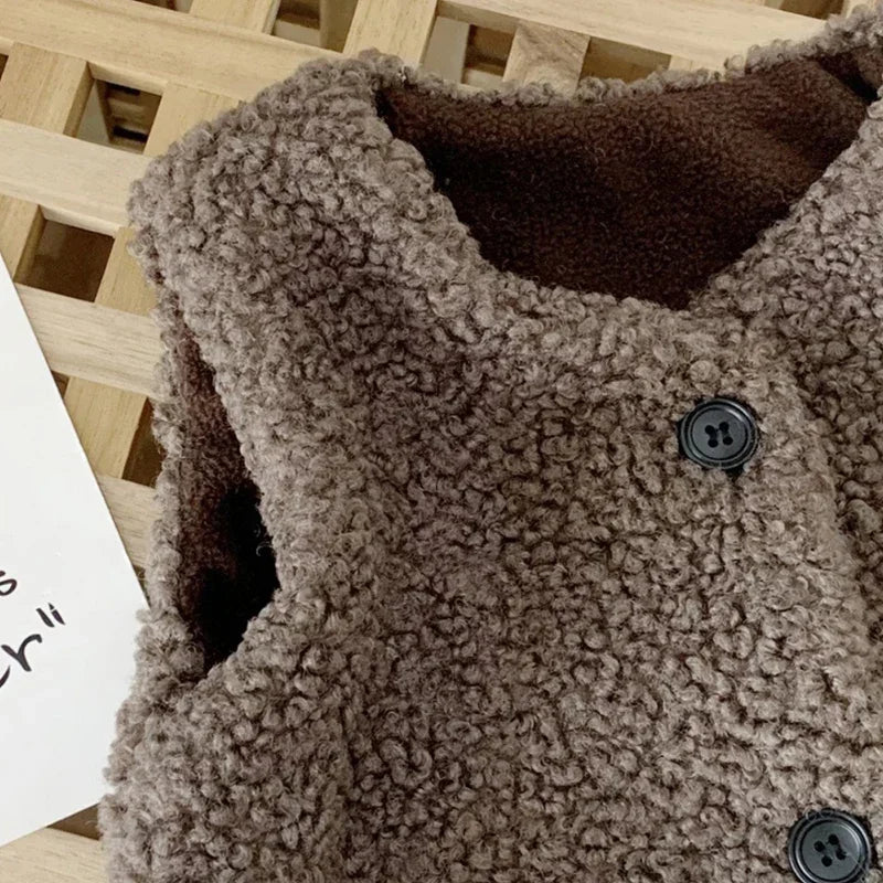 Kindervestje Teddyvacht Wol Winter Bodywarmer Jongens Meisjes 1-6 Jaar Knuffelzacht Warm Mouwloos Gilet | Sulvida