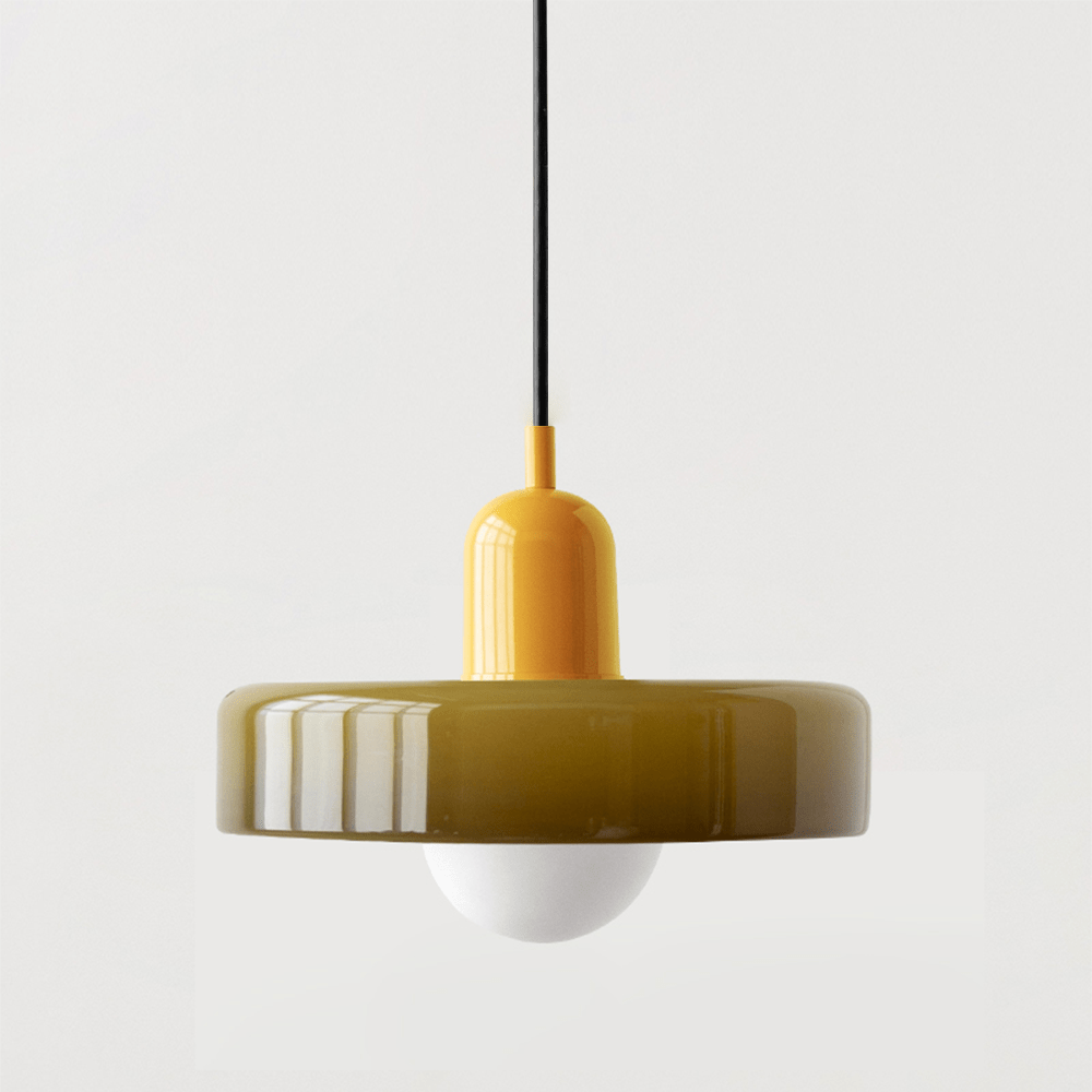Glazen Hanglamp Rond Design Gekleurd Glas Ø25-35cm Groen Geel Wit Eettafel Woonkamer Eetkamer Decoratief | Sulvida