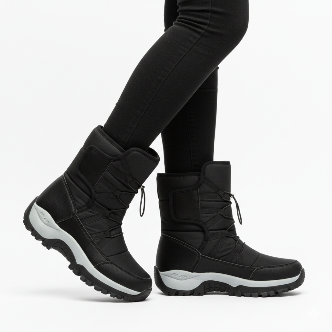 Dames Winterlaarzen Waterdicht Gevoerd Plateauzool Klittenband Warme Snowboots Antislip Comfort Dik Outdoor | Sulvida