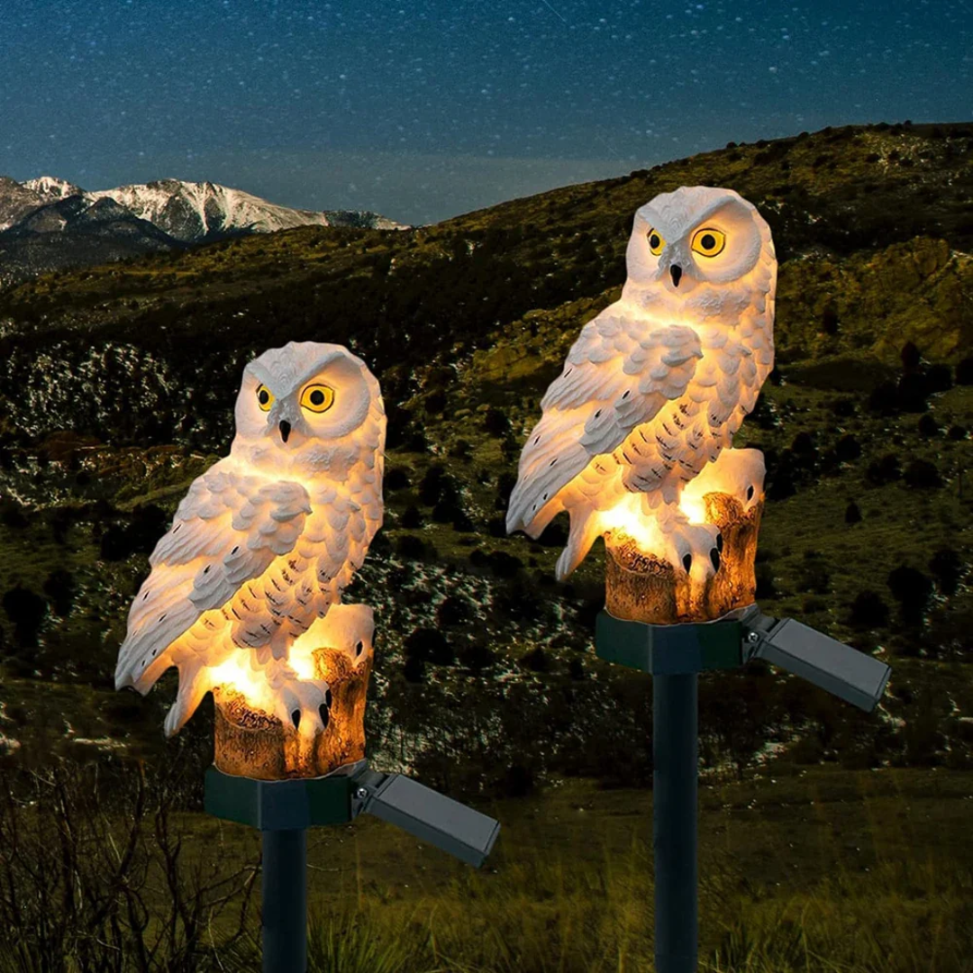 Zonne-energie tuinlamp in uildesign voor sfeervolle padverlichting buitenverlichting tuin decoratie solar | Sulvida
