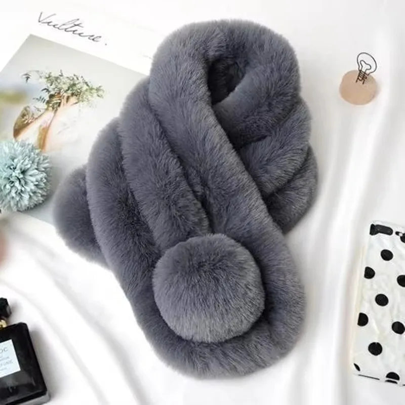Nepbont Wintersjaal Dames Pluche Kraag Nekwarmer Luxe Zachte Halsdoek Herfst Winter Warme Stola Accessoire | Sulvida