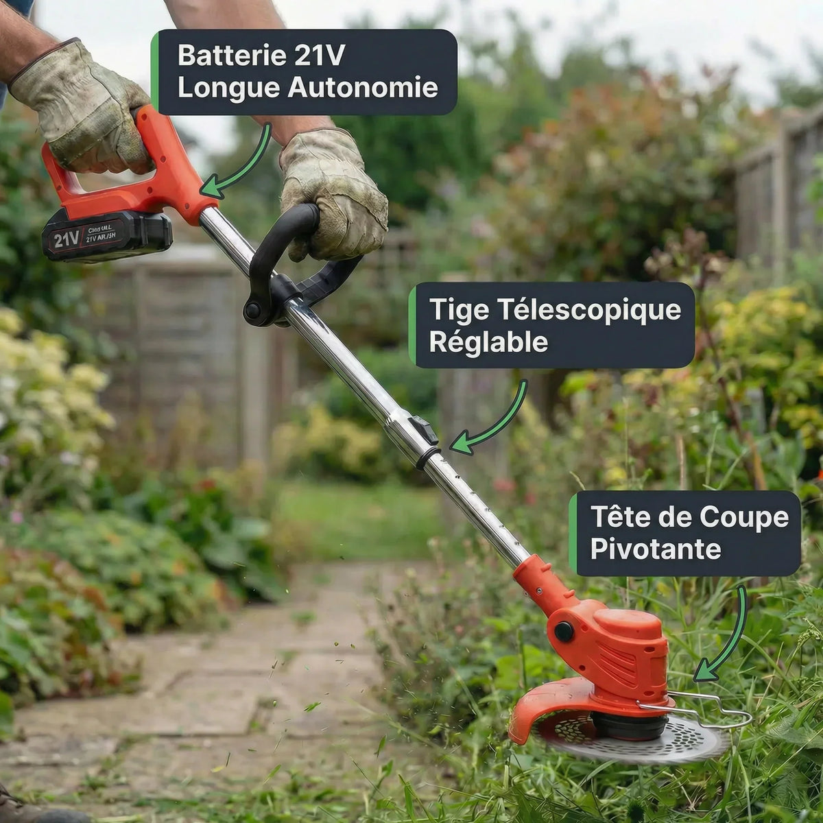 Draadloze Grastrimmer Accu Tuinonderhoud | Elektrische Bosmaaier voor Grote Tuin Onkruid Bewerken Gazon | Sulvida