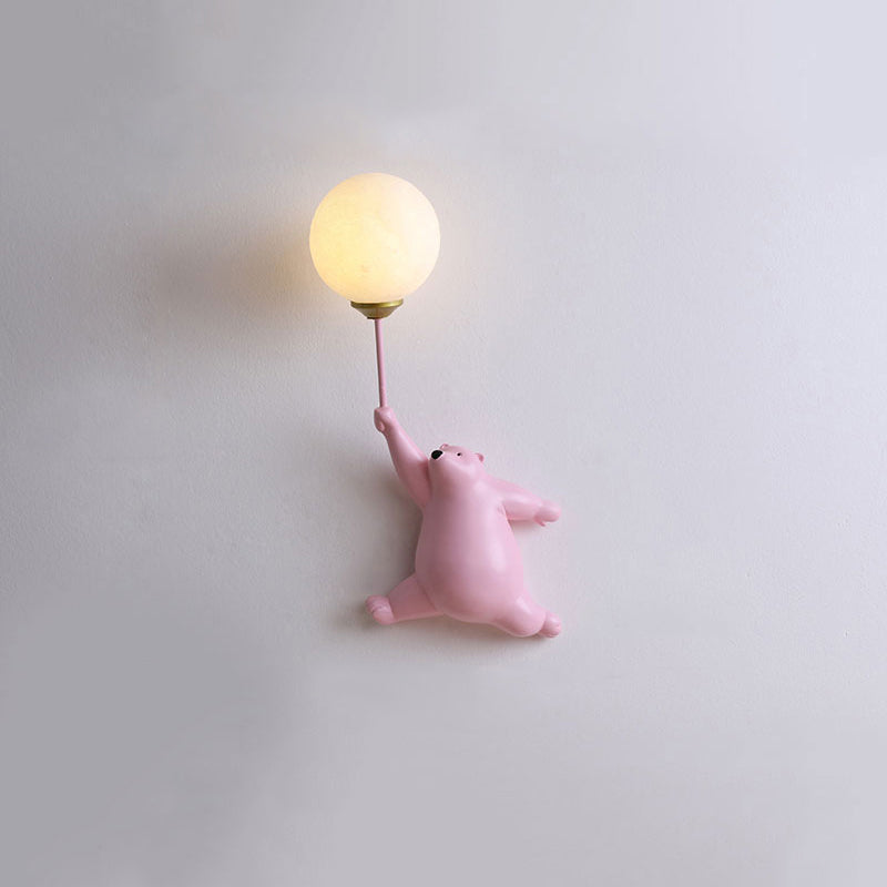 Wandlamp Beer met Ballon LED Wit Blauw Roze Kinderkamer Slaapkamer Woonkamer Leeslamp Acrylic Decoratief | Sulvida