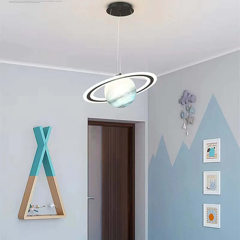 LED Hanglamp Kinderkamer Planeet met Ring Sterrenlicht Kosmisch Sfeerverlichting Ruimtevaart Jongens Meisjes | Sulvida