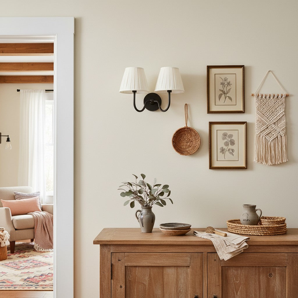 Wandlamp Linnen Kap Messing Armatuur Plissé of Glad Stof E12 Fitting Hardwired Decoratieve Verlichting | Sulvida