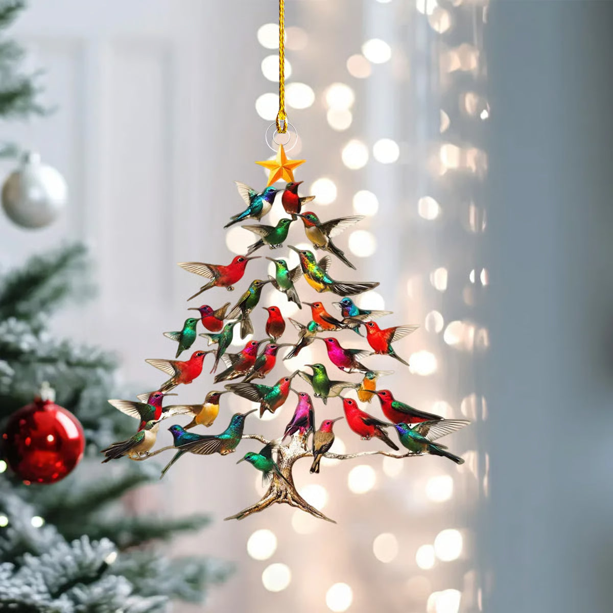 Kristallen Vogel Ornament – Decoratief Kerstfiguurtje met Kleurreflectie en Ophangkoord voor Raam of Kerstboom | Sulvida