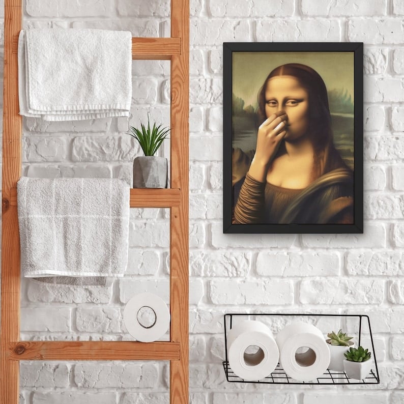 Affiche d’art humoristique pour salle de bains, collage sur toile, décoration murale 30x30 40x40 cm, toilettes WC, impression amusante | Sulvida