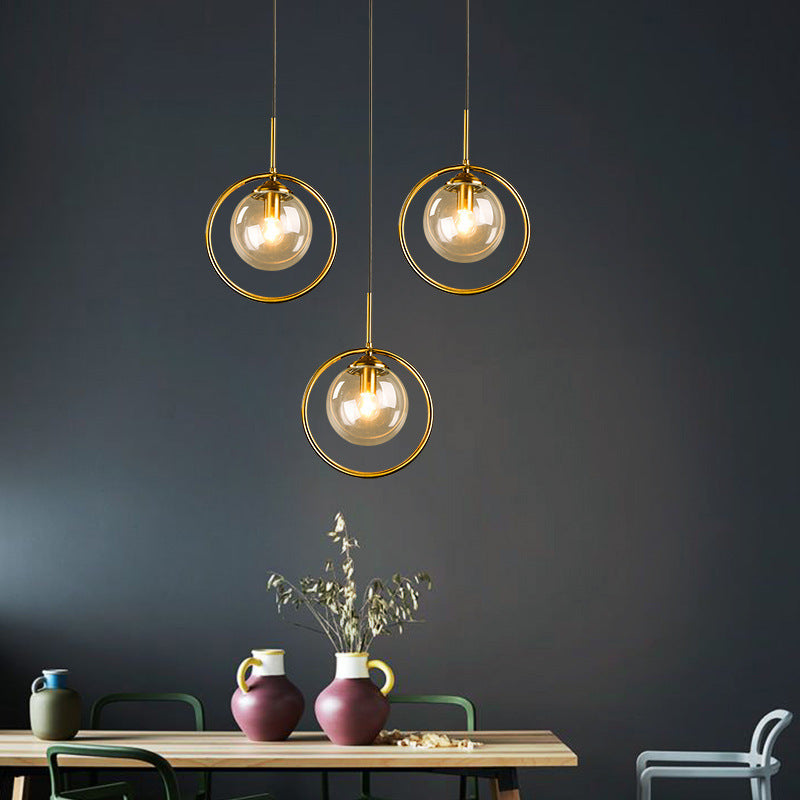 Glazen Hanglamp met Metalen Ring Dimbaar LED Verlichting voor Eetkamer Woonkamer Slaapkamer 10-15m² Modern | Sulvida