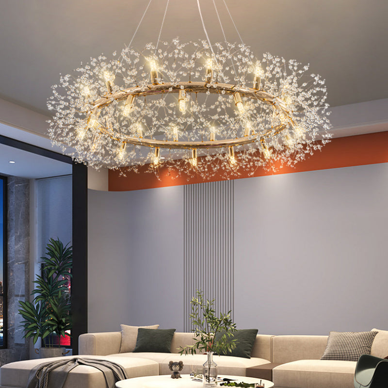 Kristallen Hanglamp LED Goudkleurig Metaal Luxe Kroonluchter Eettafel Woonkamer Plafondverlichting Design | Sulvida