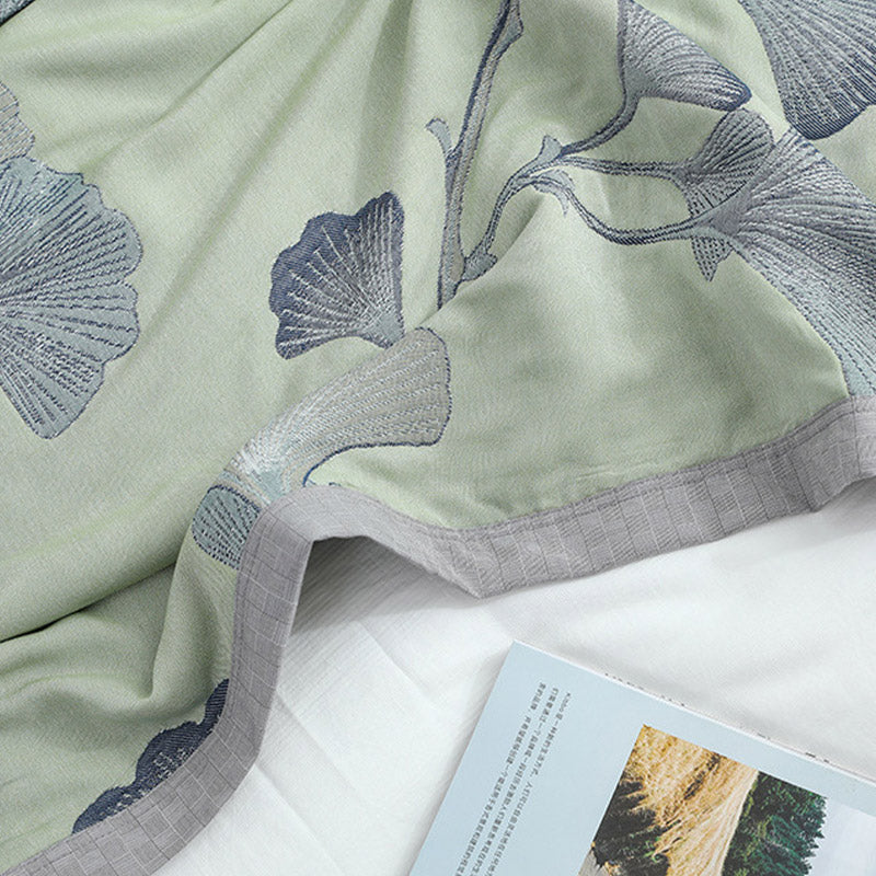 Omkeerbaar Dekbed met Ginkgo Bladmotief – Zomerdeken Katoen Gaas voor Tweepersoonsbed Queen King Bed Airconditioning Deken | Sulvida