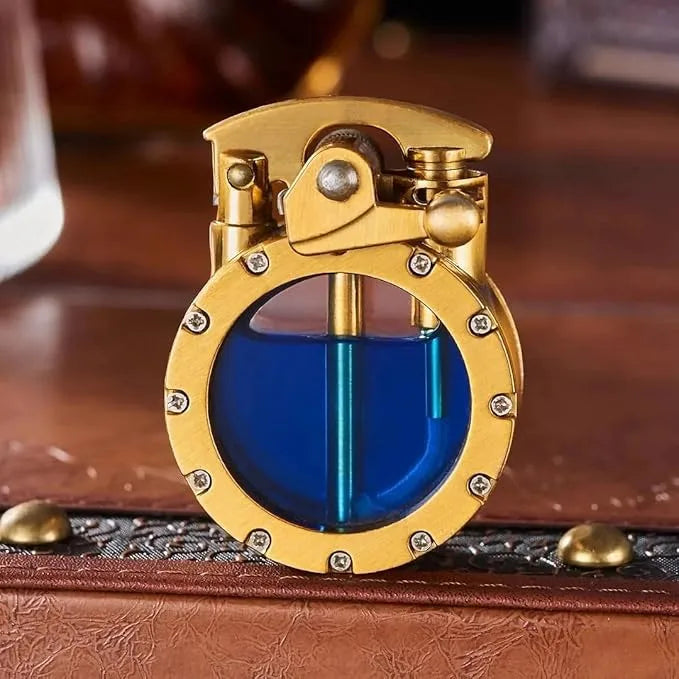 Vintage Transparante Benzine-aansteker Retro Kerosine Lighter met Zinklegering Mechaniek Exclusief Navulbaar Aansteekgeschenk | Sulvida
