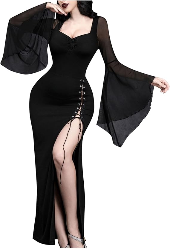 Mesh Crop Top Zwart met Vleermouwen – Gothic Stijl voor Dames Feestkleding Casual Streetwear Party Outfit | Sulvida