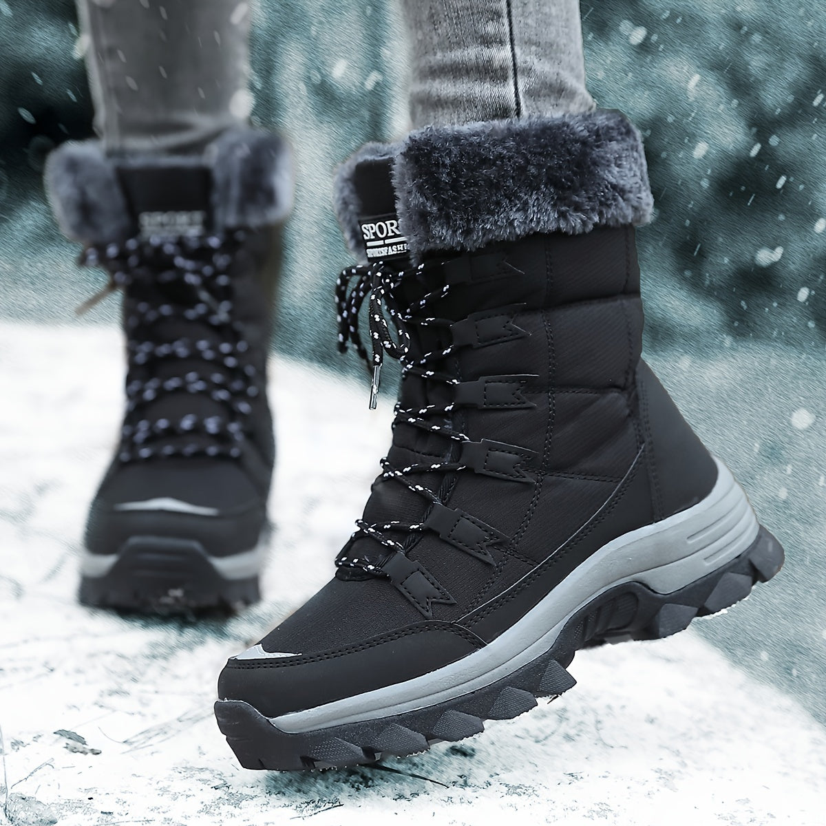 Gevoerde Winterlaarzen Dames Waterdicht Warm Antislip Zool Bont Sneeuwlaarzen Beige Donkerbruin Winter | Sulvida