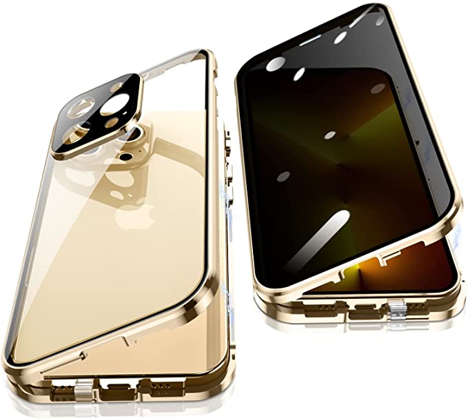 Magnetisch telefoonhoesje gehard glas metaal volledige bescherming valbeveiliging privacy screenprotector | Sulvida