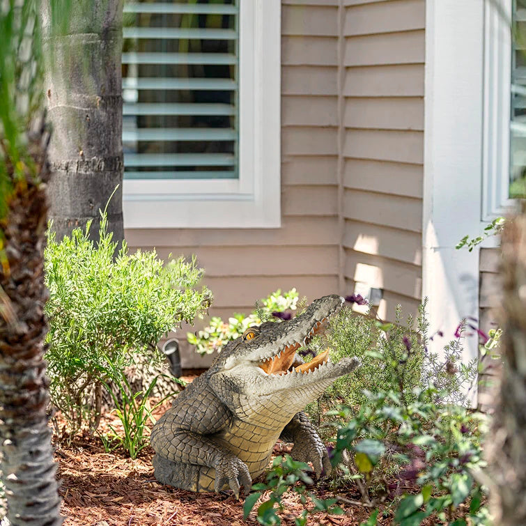 Sculpture décorative de crocodile en résine pour jardin, étang et piscine, ornement réaliste de reptile pour bassin | Sulvida
