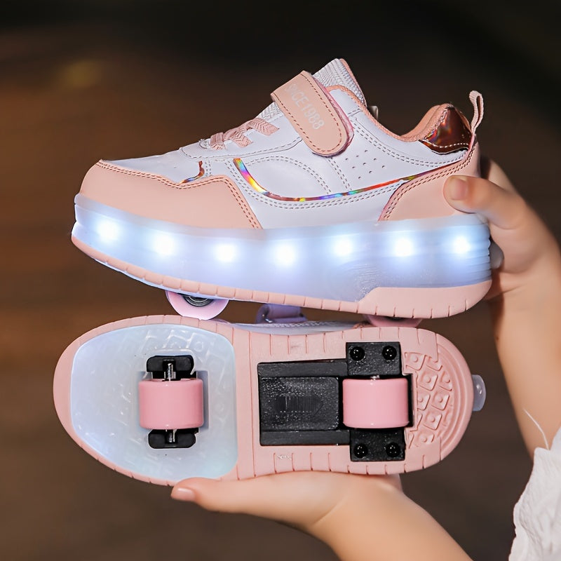Kindersneakers met LED-Verlichting en Afneembare Wieltjes voor Bewegingsvrijheid en Actieve Spelende Kinderen | Sulvida