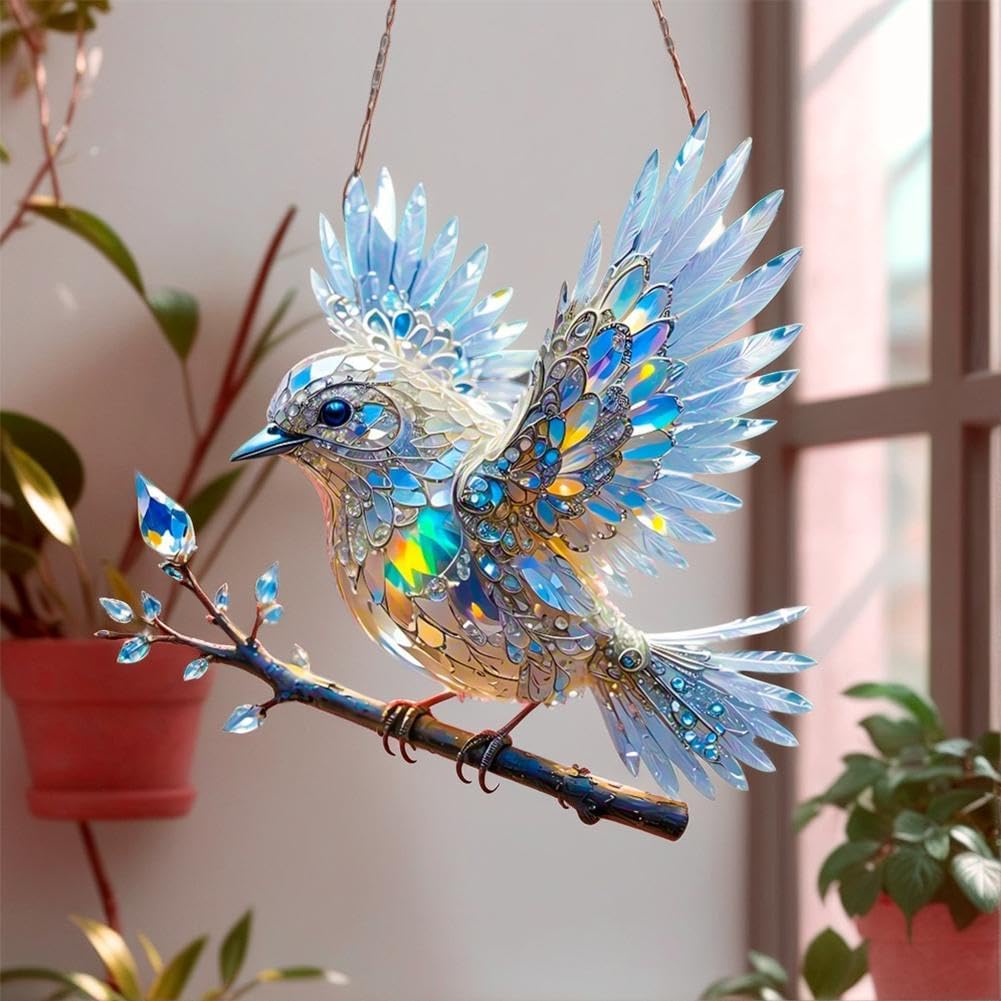 Acryl Vogel Raamdecoratie Transparant Lichtspel Venster Hangdecoratie Prisma Effect Figuurtje 2D Zonlicht | Sulvida