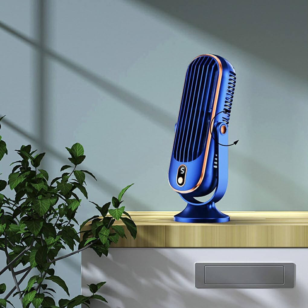 Draagbare Ventilator met Verstelbare Kop Stille Werking 4000mAh Accu Compacte Tafelventilator voor Onderweg | Sulvida