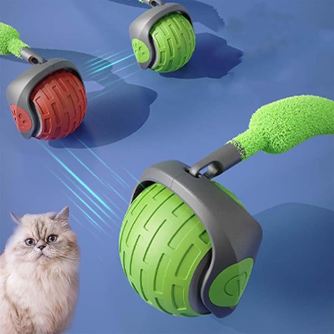 Interactieve Speelbal met Bewegingssensor en Veren voor Katten Automatisch Rollend USB Oplaadbaar Kattenbal | Sulvida