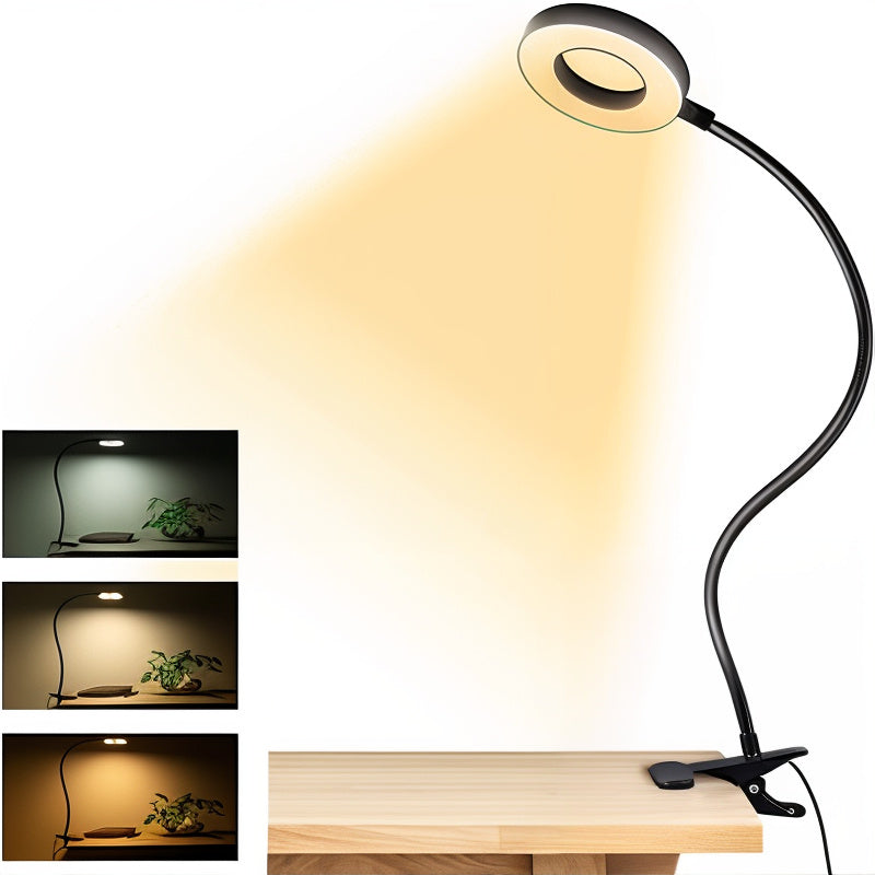 Klemleeslamp met 48 LED's en 3 Kleuren Dimbaar – Flexibele Zwanenhals Bureaulamp met USB Aansluiting voor Studeren, Lezen en Werken – Verstelbare Clip-On Tafellamp | Sulvida
