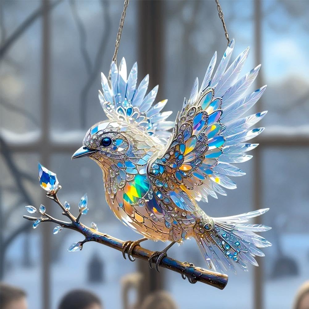 Acryl Vogel Raamdecoratie Transparant Lichtspel Venster Hangdecoratie Prisma Effect Figuurtje 2D Zonlicht | Sulvida