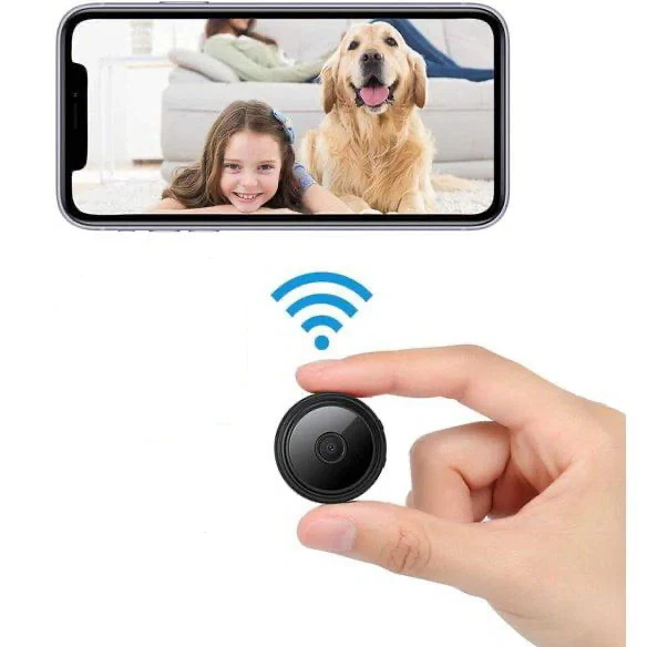Draadloze Mini Beveiligingscamera met Audio en Video Live Feed – Magnetische Montage voor Binnen en Buiten, HD 1080P Nachtzicht, Bewegingsdetectie | Sulvida