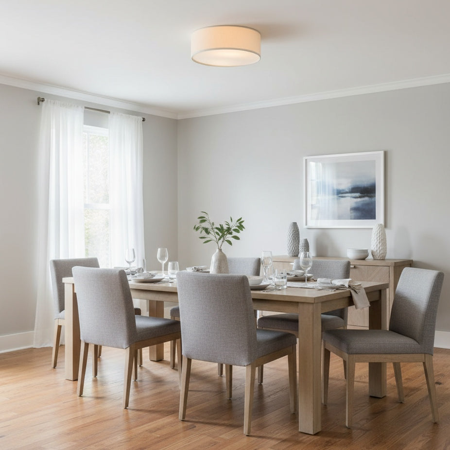 Plafondlamp Linnen Trommel Natuurlijk Textiel Warm Dimbaar Licht Stijlvol Design Slaapkamer Woonkamer Eetkamer | Sulvida