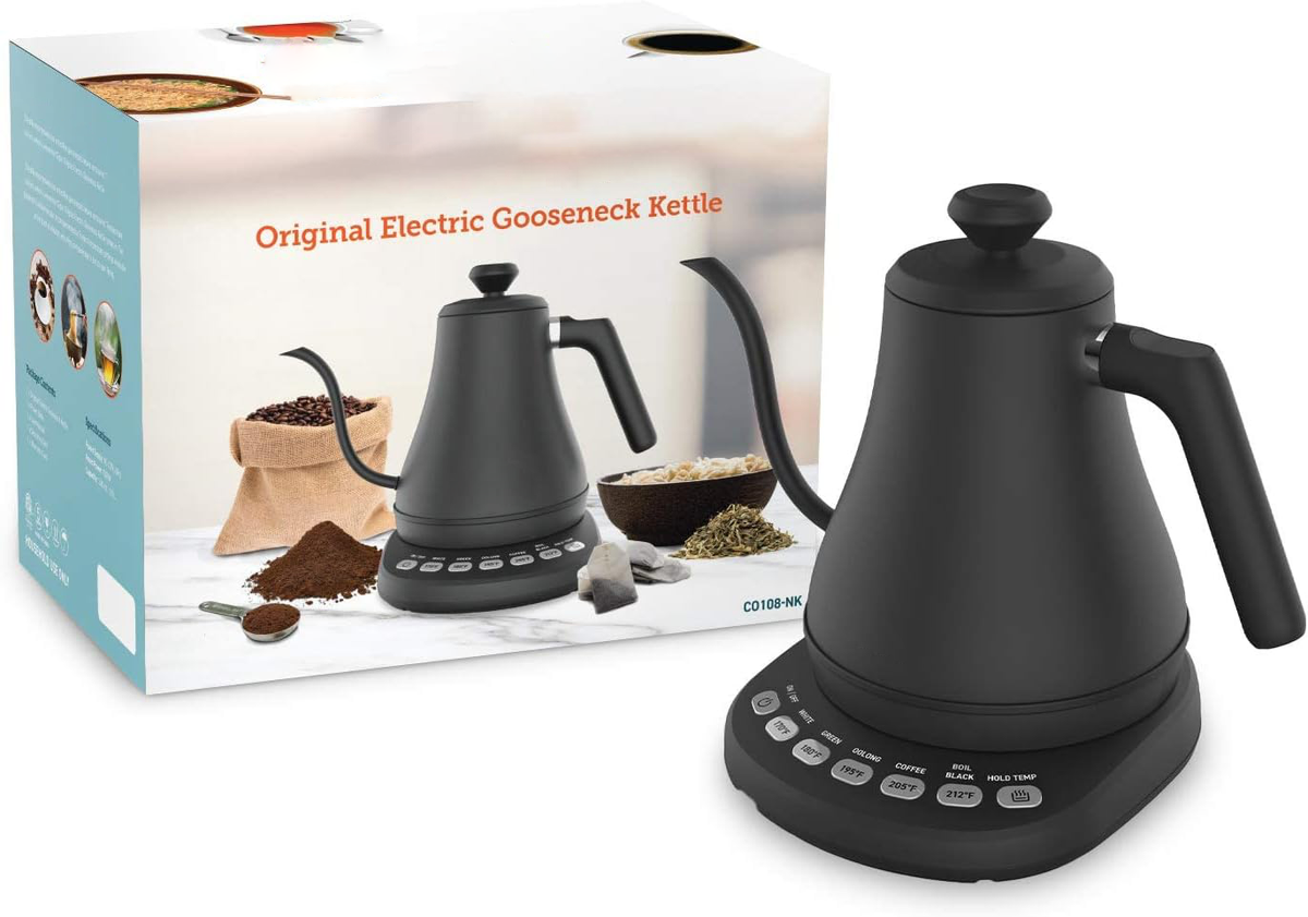Elektrische Waterkoker met Zwanenhals 0,8 Liter RVS Precisie Gietertuit Temperatuurregeling Koffie Thee | Sulvida