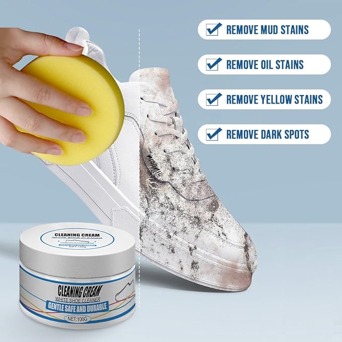 Schoenenreinigingscrème voor Leer en Textiel – Krachtige Vlekverwijderaar – Sneaker Cleaner voor Alle Schoenen | Sulvida