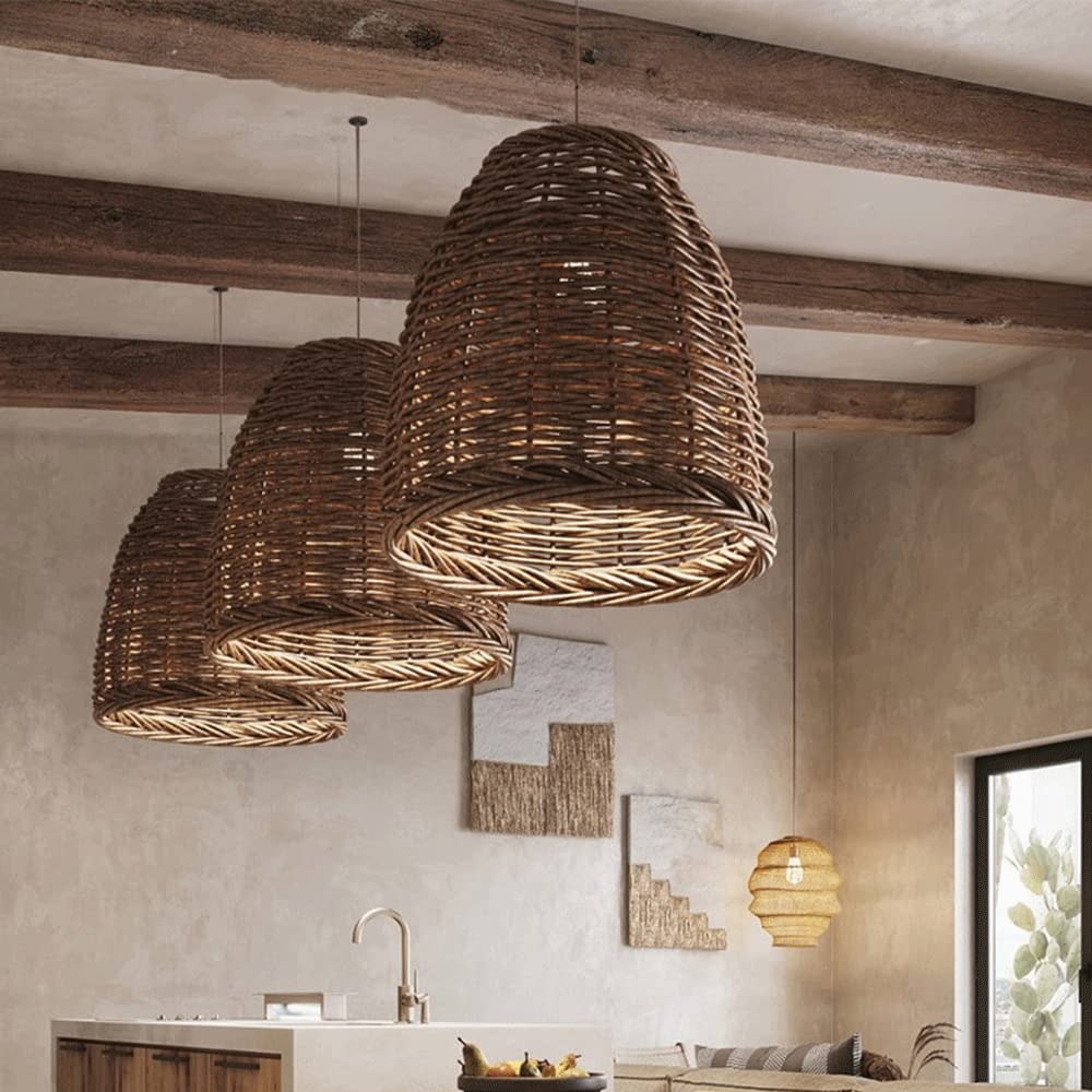 Rotan Hanglamp Vintage E27 Fitting Sfeerverlichting Woonkamer Slaapkamer Eettafel Natuurlijk Gevlochten | Sulvida