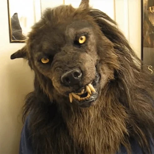 Masque de loup-garou réaliste en silicone avec fausse fourrure pour Halloween, déguisement d’horreur | Sulvida