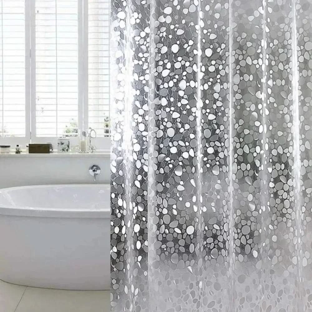 Transparant Douchegordijn met Kiezelstructuur Waterafstotend Bad Gordijn Spatscherm Badkamer Douchecabine | Sulvida