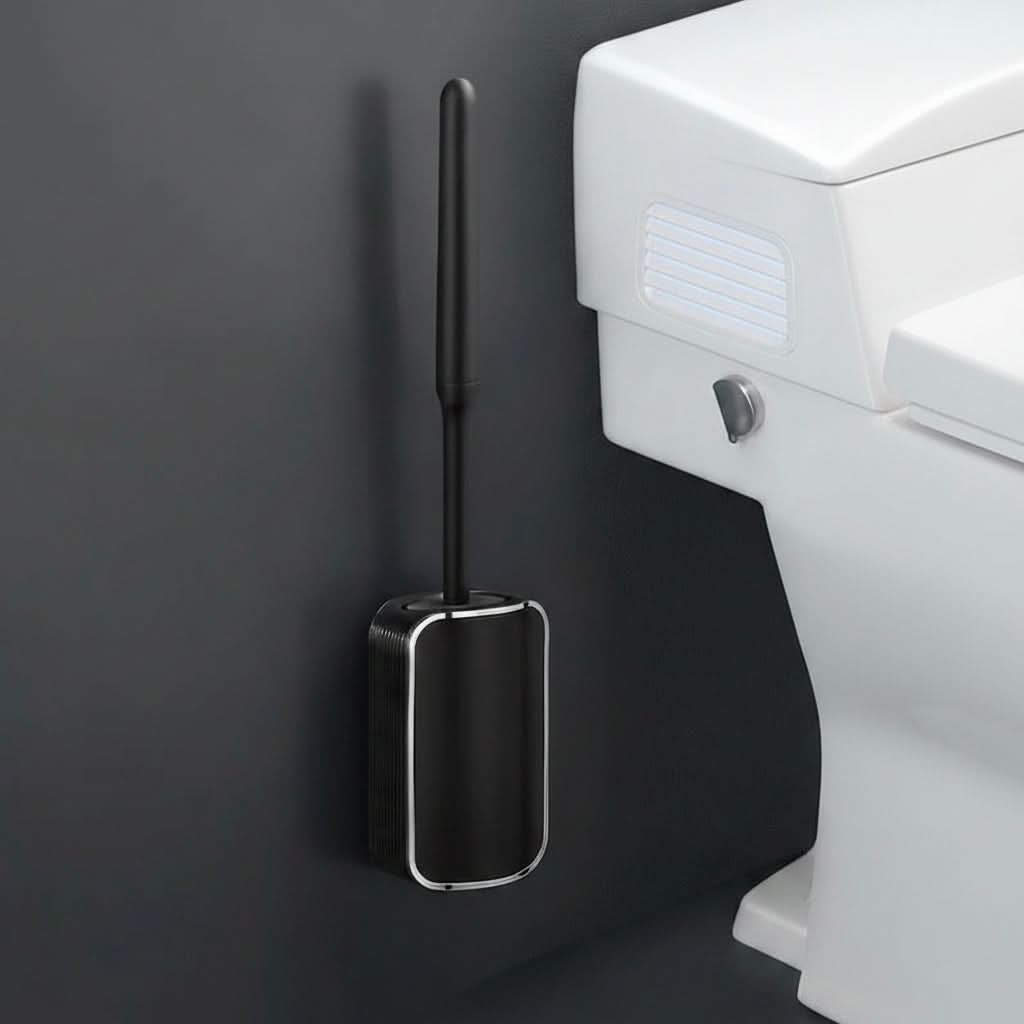 Wandmontage Toiletborstel met Sneldrogende Houder Zwart Goud Zilver Hygiënisch Badkamer Schoonmaakset | Sulvida