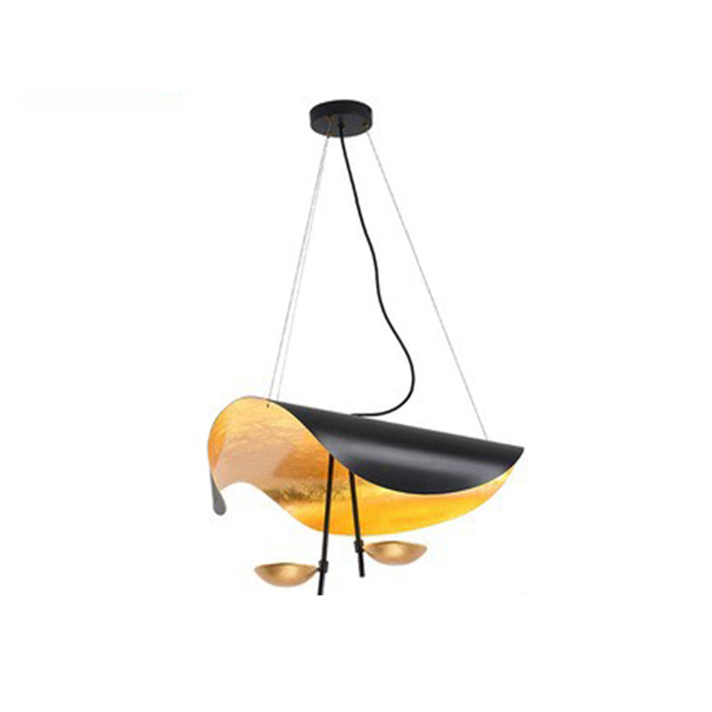 Hanglamp Metaal met Goudfolie 3 Kleuropties Warm Licht Verstelbaar Snoer Dimbaar Eetkamer Woonkamer Design | Sulvida