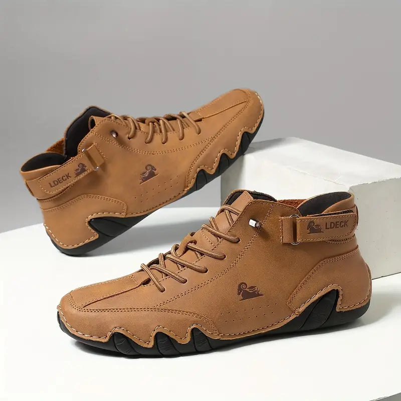 Waterdichte Herenschoenen Hoog met Elastische Sluiting Modern Stoer Ontwerp Leer Comfortabel Casual Dagelijks | Sulvida