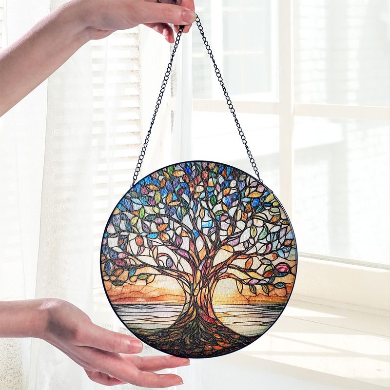 Handgemaakte Glazen Levensboom Zonnevanger Raamhanger Kleurrijk Lichtspel Woondecoratie Raamdecoratie 15cm | Sulvida