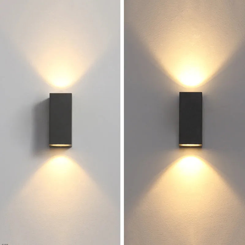 Vierkante Buitenwandlamp Zwart Metaal Glas LED Tuin Entree Verlichting Modern Design Waterdicht Buitenmuur | Sulvida