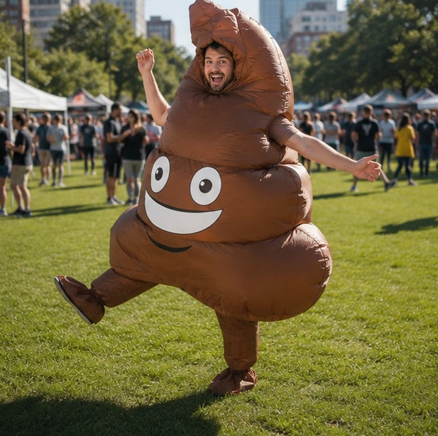 Opblaasbaar Emoji Kostuum – Humoristische Verkleedoutfit voor Feestjes, Halloween, Carnaval en Themafeesten | Sulvida