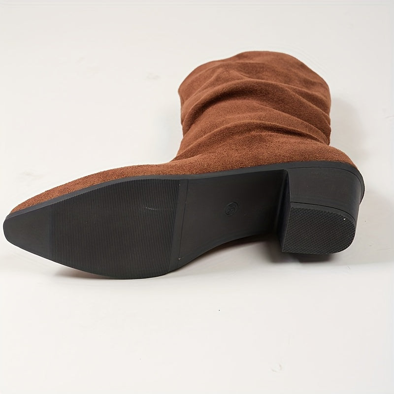 Bottes de cowboy pour femme en velours à talons hauts, style western, chaussures de fête élégantes pour l’automne, confortables | Sulvida
