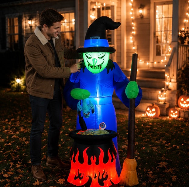 Opblaasbare Heks Tuindecoratie 360cm met LED Verlichting Halloween Yard Feest Thema Decoratie Buiten Tuin | Sulvida