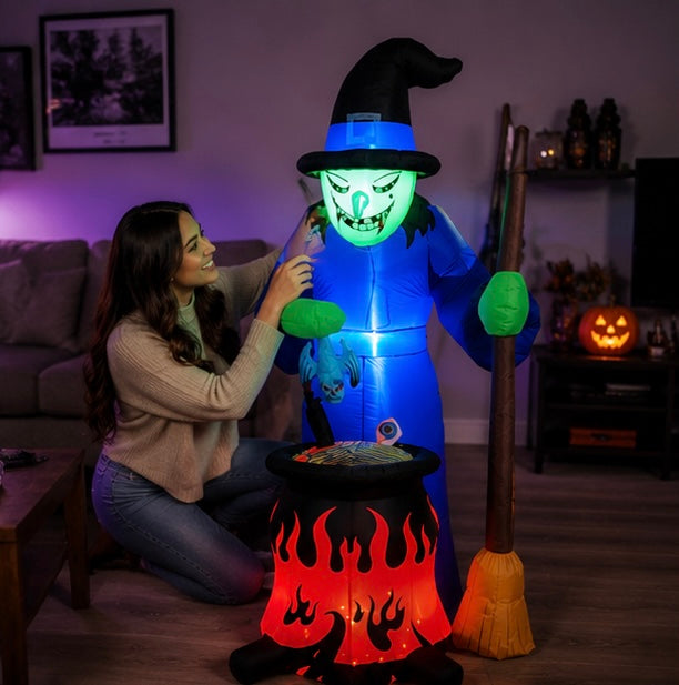 Opblaasbare Heks Tuindecoratie 360cm met LED Verlichting Halloween Yard Feest Thema Decoratie Buiten Tuin | Sulvida