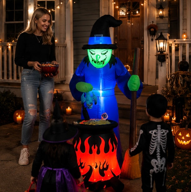 Opblaasbare Heks Tuindecoratie 360cm met LED Verlichting Halloween Yard Feest Thema Decoratie Buiten Tuin | Sulvida
