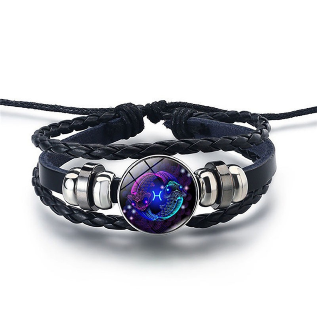 Verstelbare Leren Armband met Blauwe Steenprint Symbool Elegantie Dagelijks Gouden Slot Unisex Sieraad | Sulvida