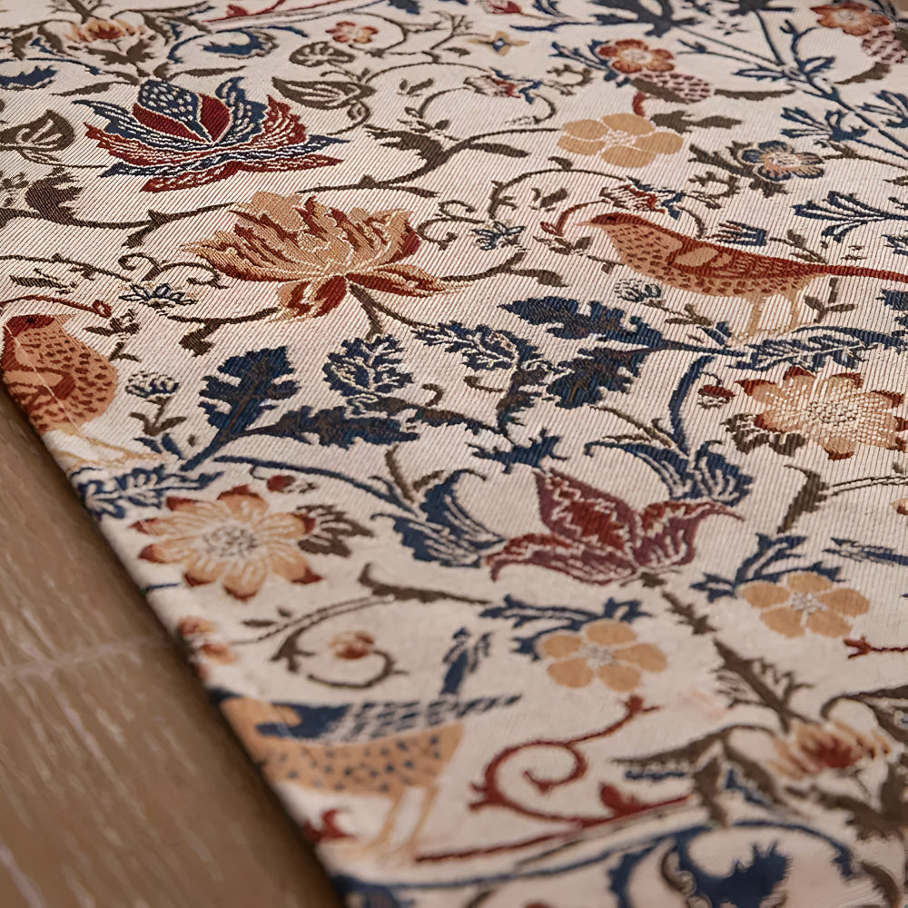 Jacquard Tafelloper met Vintage Vogelmotief en Kwastjes Landelijke Stijl Tafeldecoratie Eettafel Decoratie | Sulvida