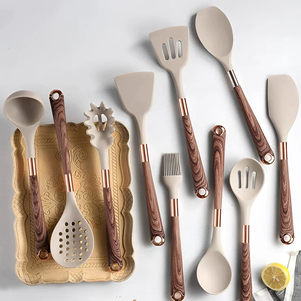 Siliconen Keukengerei Set 10-delig Hittebestendig Kookgereedschap Ergonomisch Handvat voor Modern Koken | Sulvida
