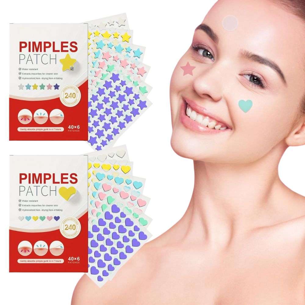 Puistjespleister hartjes en sterretjes design 240 stuks hydrocolloid acnebehandeling gezichtsverzorging | Sulvida