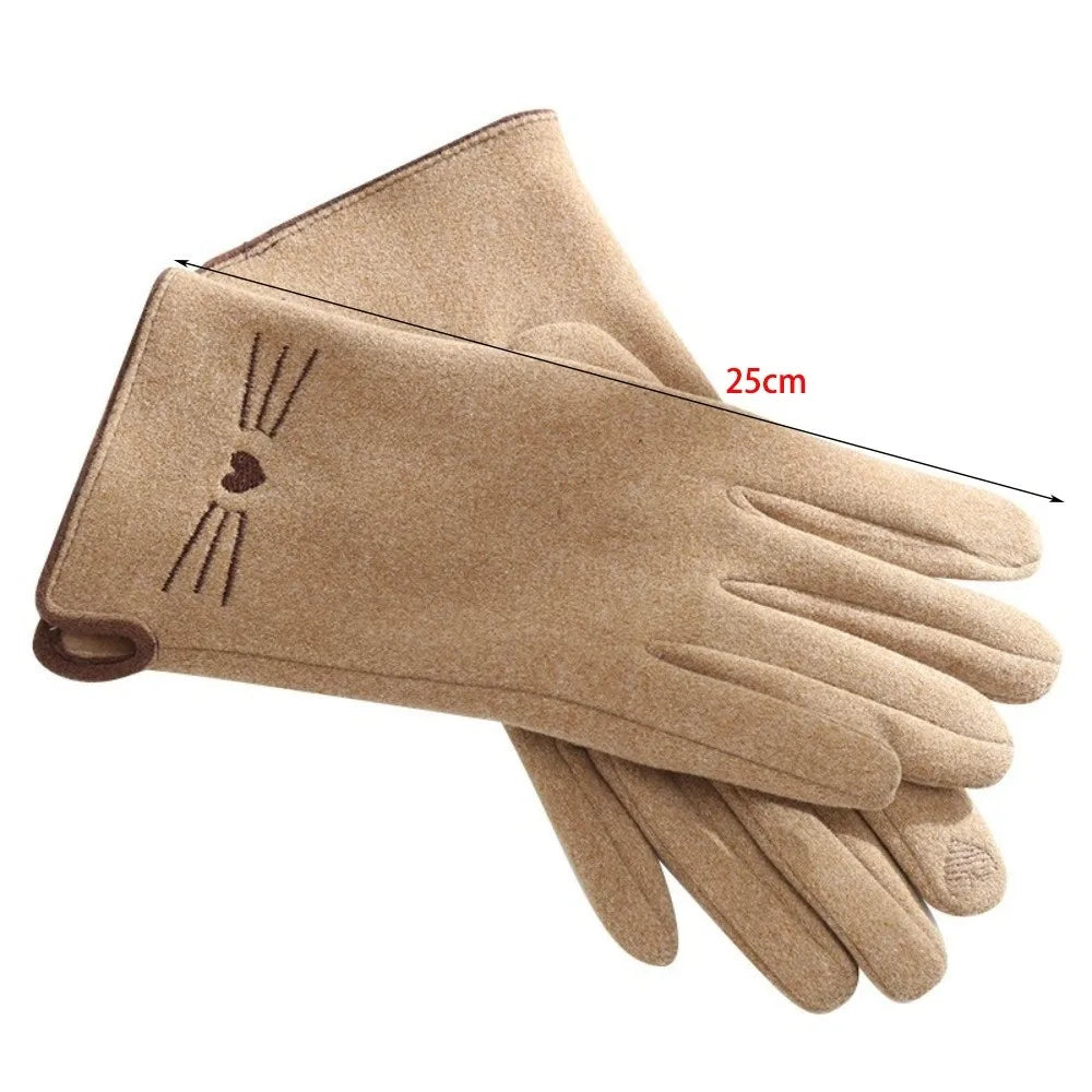 Touchscreen Handschoenen voor Dames met Kattenprint – Warme Winterhandschoenen voor Smartphone en Tablet | Sulvida
