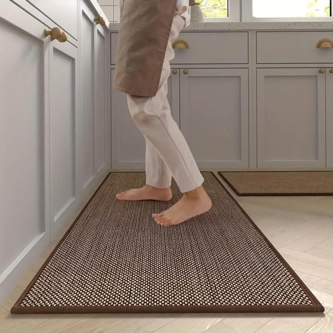 Keukenloper Set van 2 Antislip Matten Haverkleur Grijs Donkergrijs Comfortmat Keuken Werk Sta Anti-Vermoeidheid | Sulvida
