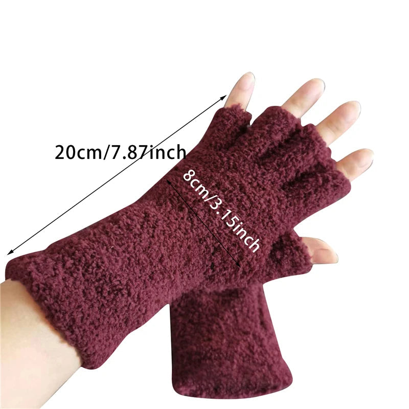Gebreide Vingerloze Handschoenen – Warme Halfvingerhandschoenen voor Winter – Zachte Fleece Voering Dames | Sulvida