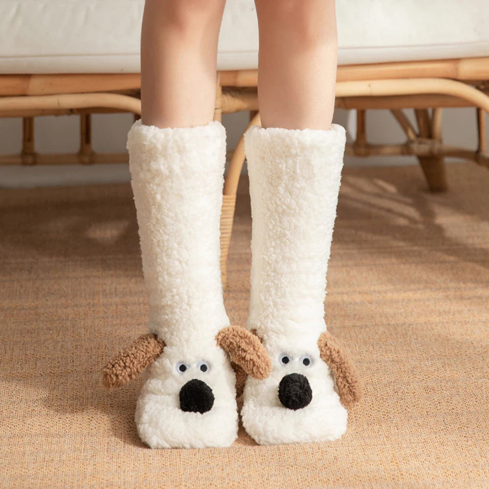 Pluche Fuzzy Sokken met Hondenmotief – Warme Wintersokken met Zachte Fleece voor Ultiem Comfort en Gezelligheid | Sulvida